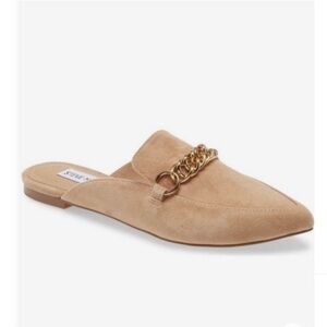 Steve Madden Tan Mules with Gold Chain Detail sz 8